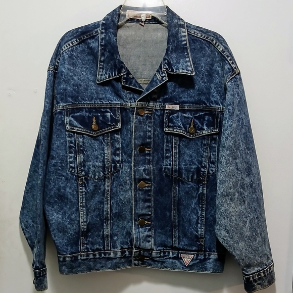 Guess Georges Marciano Blue Classic Jean Jacket Size M Excellent Trucker - Picture 7 of 7